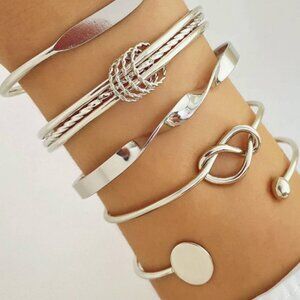 5 pcs Metal Women's Simple Daily Bracelet Set